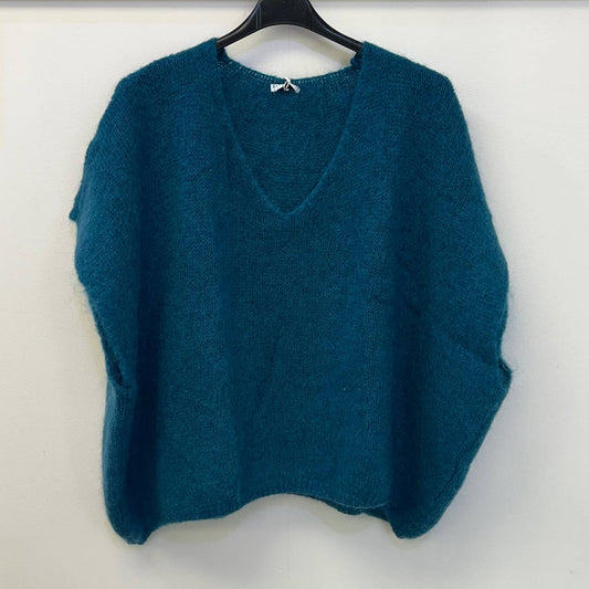 Drop Shoulder Mohair Blend Tank Top - Deep Teal