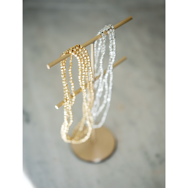 Fog Linen Beaded Necklace - Brass