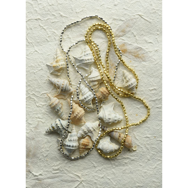 Fog Linen Beaded Necklace - Brass