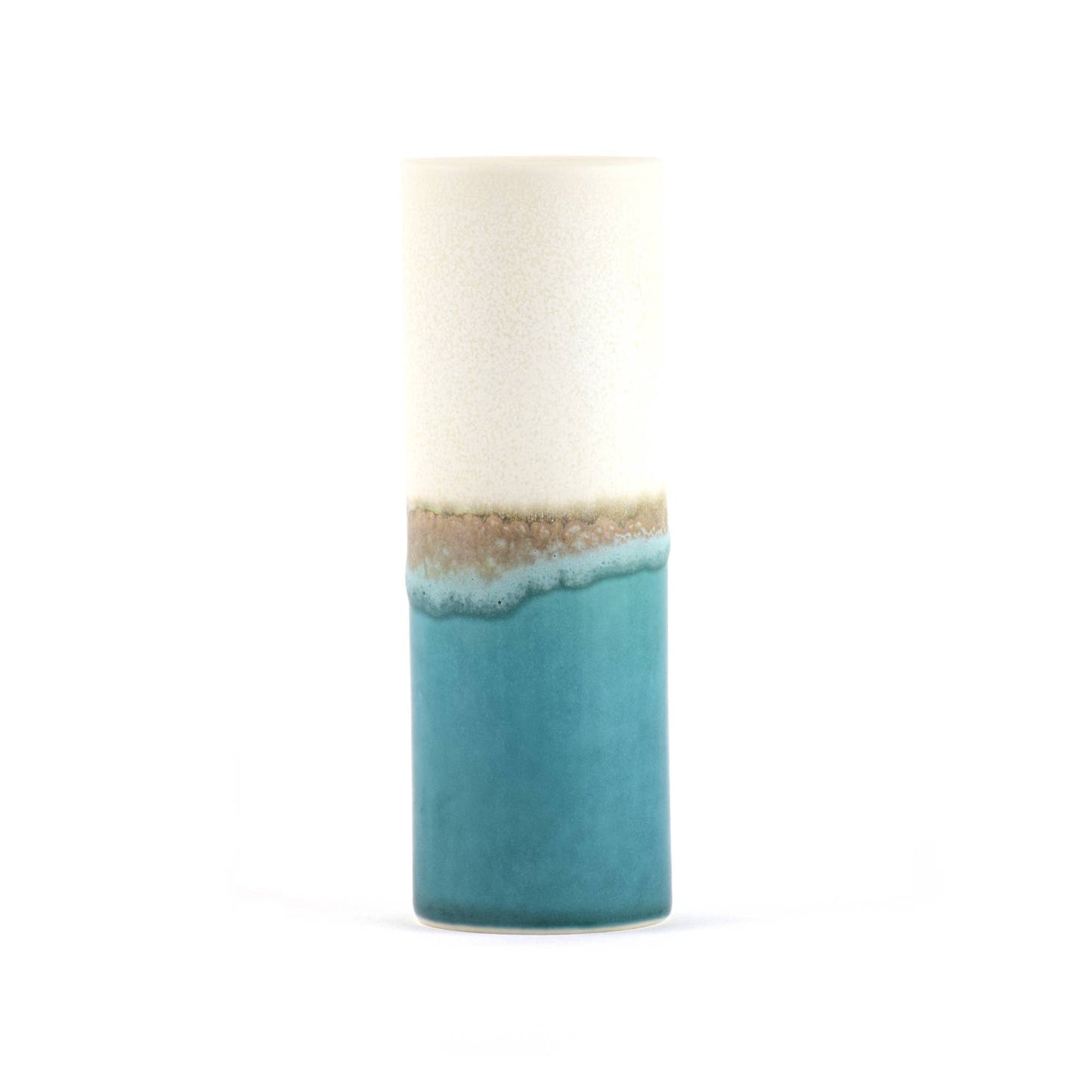 SGW Lab Large Cylinder Vase - White & Turquoise