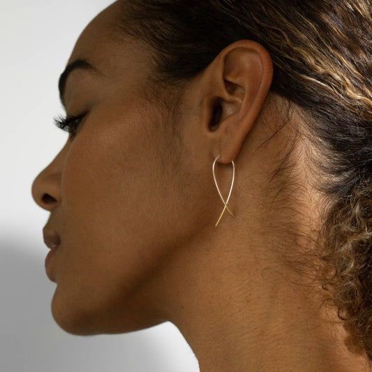 One & Eight Crossover Earrings - Silver & Gold