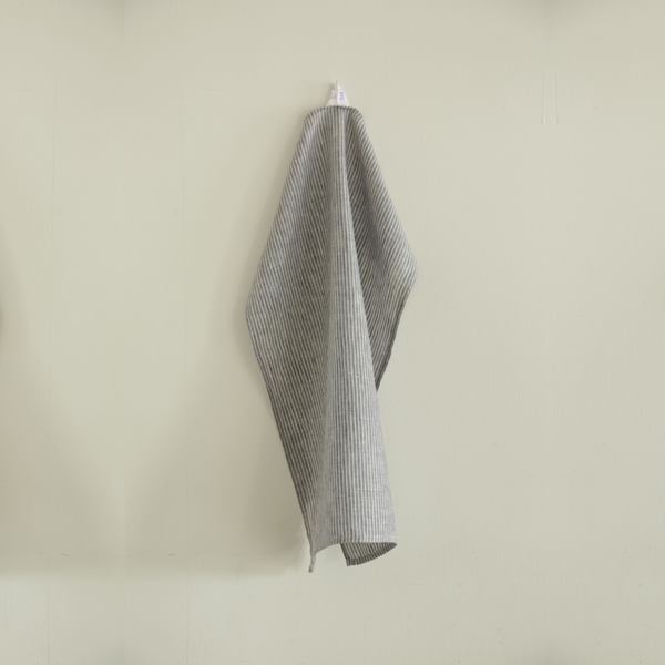 Fog Linen Kitchen Cloth - Grey White Stripe