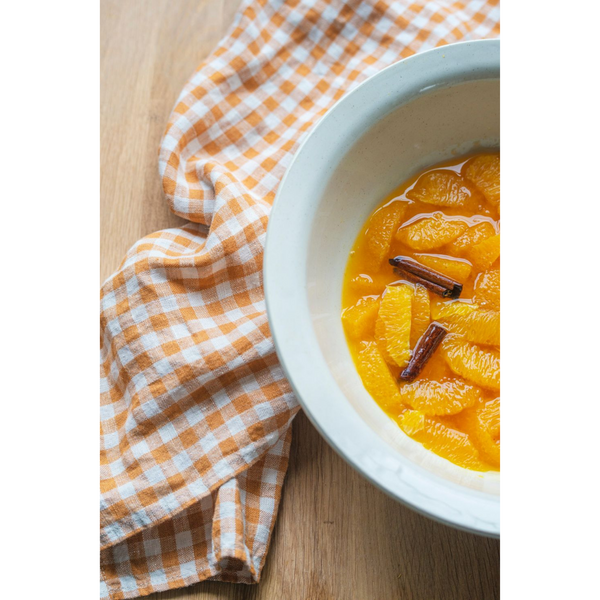 Fog Linen Kitchen Cloth - Rachael Orange Check