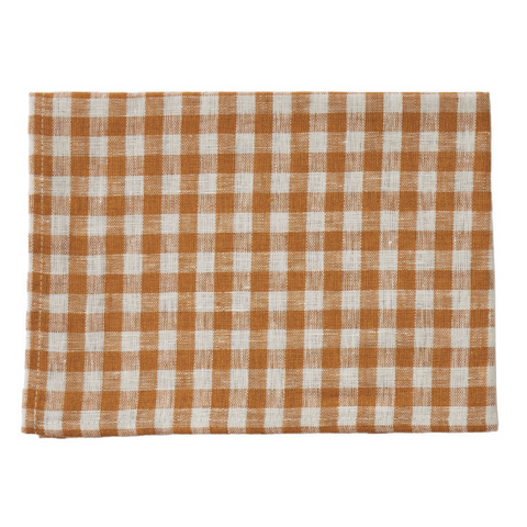 Fog Linen Kitchen Cloth - Rachael Orange Check