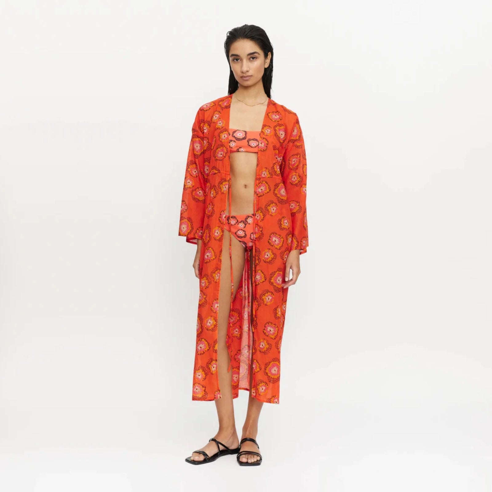 Compania Fantastica Kimono - Flowers Red and Orange
