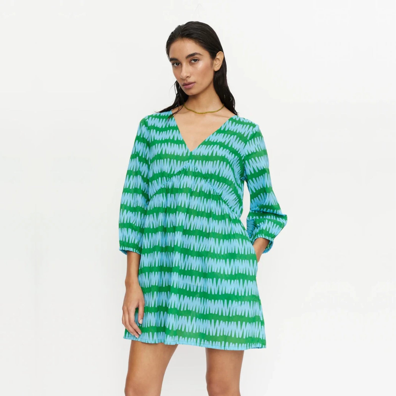 Compania Fantastica Short Dress - Conversational Blue and Green