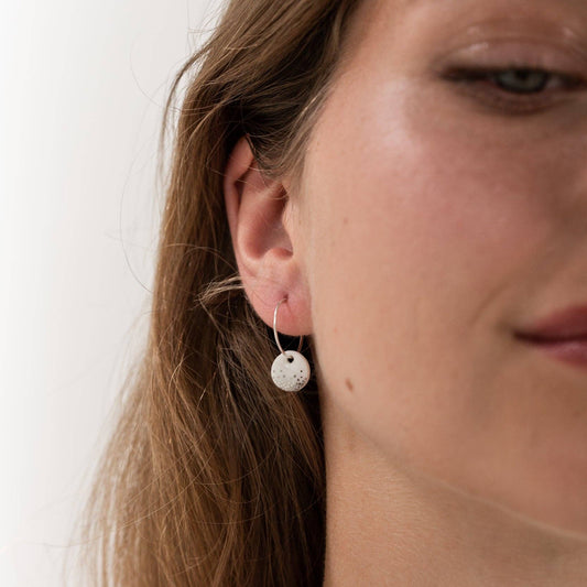 One & Eight Porcelain Mist Earrings - White & Silver