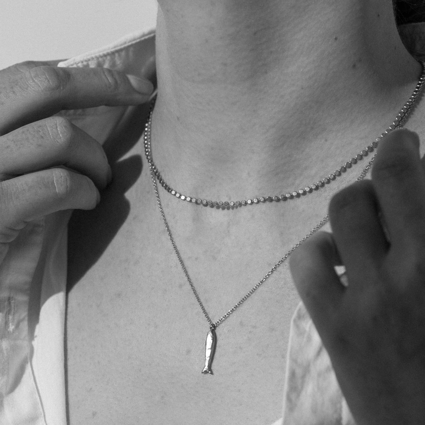 One & Eight Minnow Necklace - Silver