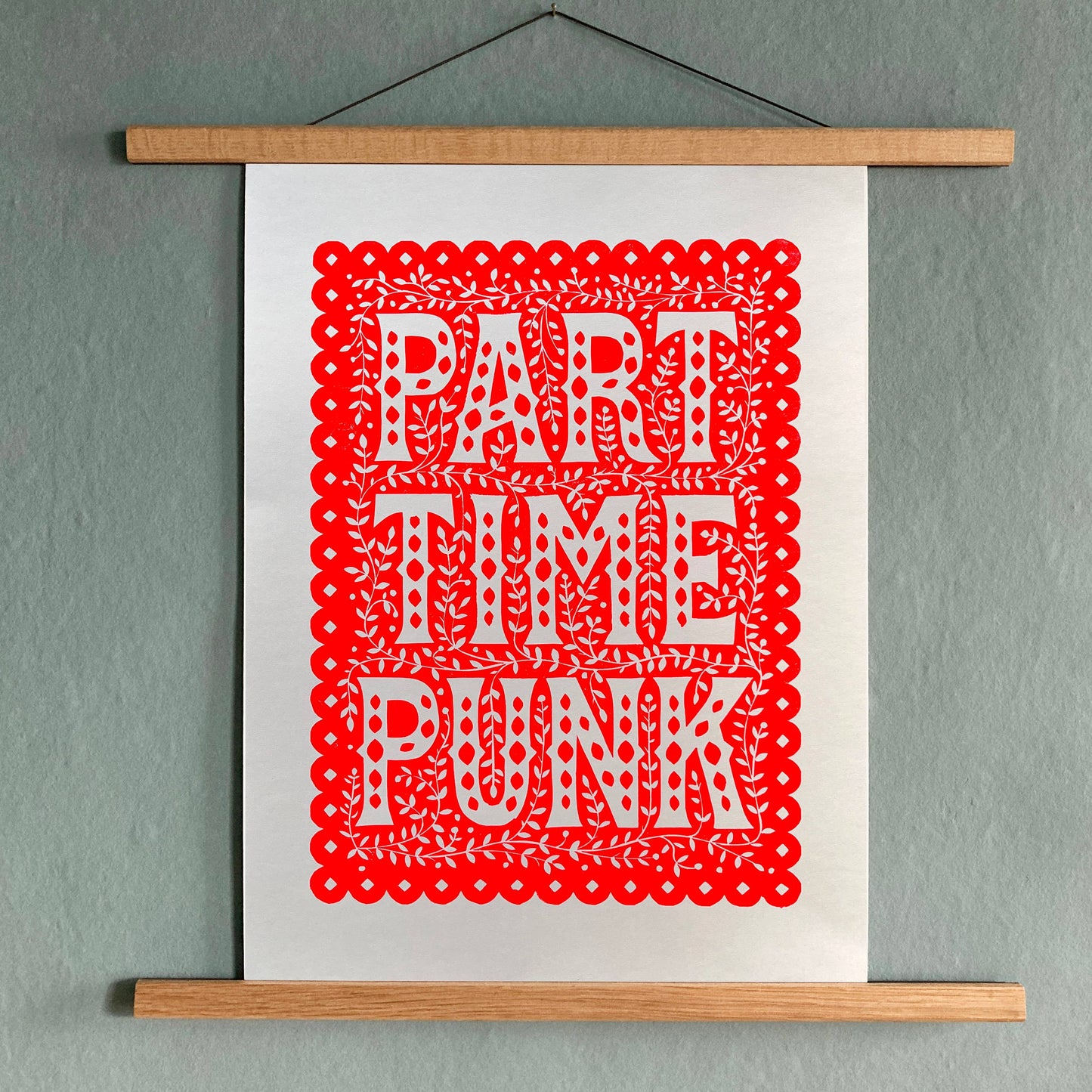 Pressed and Folded Linocut Print - Part Time Punk