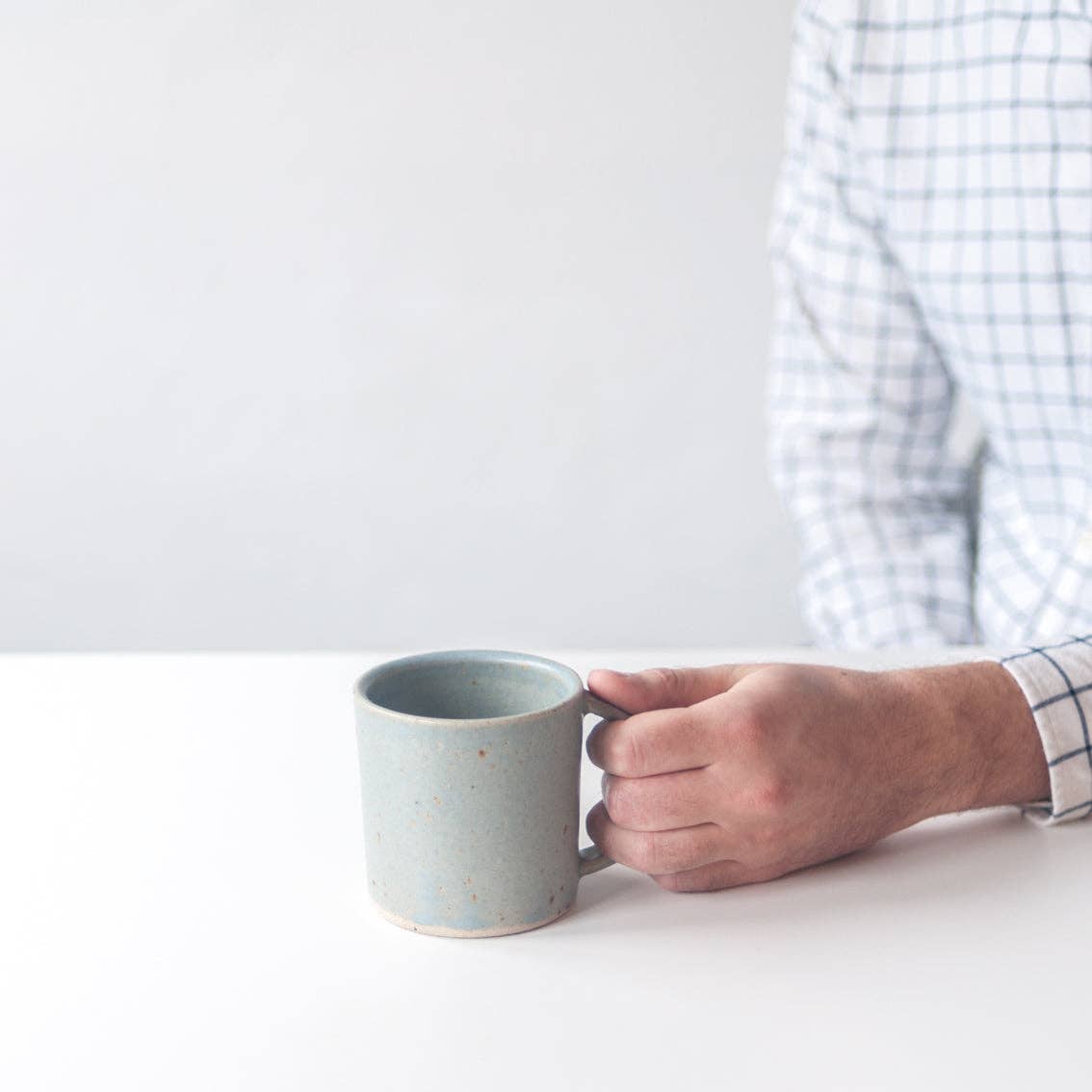 Dor & Tan Ceramic Mug - Linen Blue & Speckled