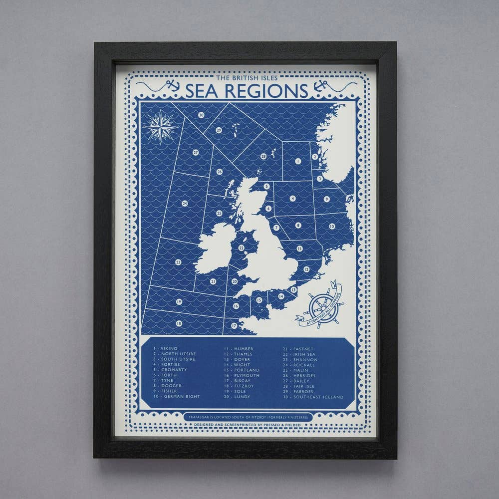 Pressed and Folded Screen Print - Sea Regions