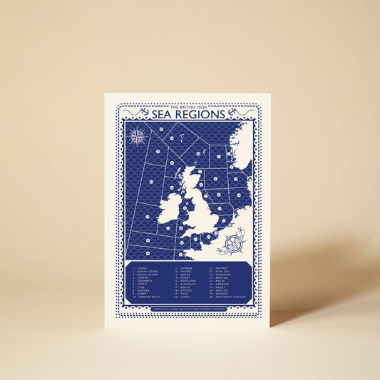 Pressed and Folded Greetings Card - Sea Regions