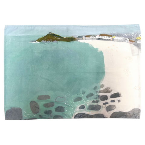Green Seas And Happy Memories Tea Towel