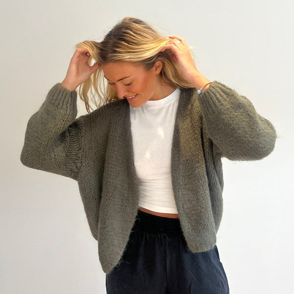Mohair Mix Cardigan Khaki