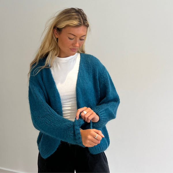 Mohair Mix Cardigan Petrol Blue