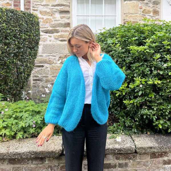 Mohair Mix Cardigan Turquoise