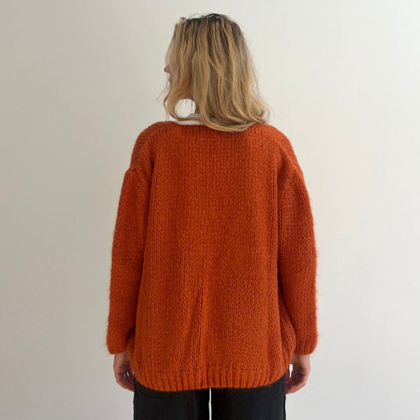 Mohair Mix Cardigan Burnt Orange