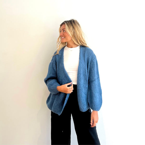 Mohair Mix Cardigan French Blue