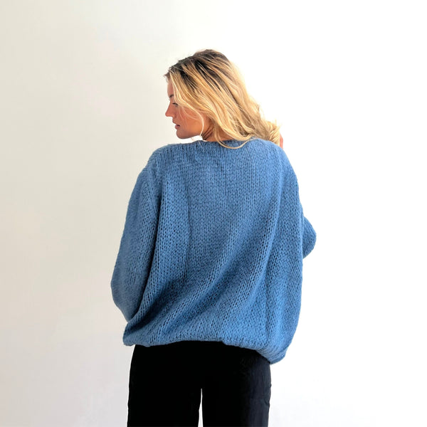 Mohair Mix Cardigan French Blue