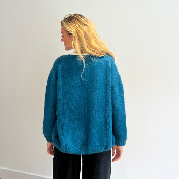 Mohair Mix Cardigan Petrol Blue