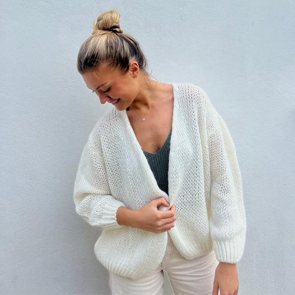 Mohair Mix Cardigan Clotted Cream