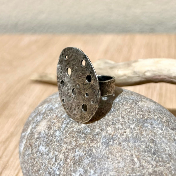 Sarah Drew Eco Silver Eroded Pebble Ring