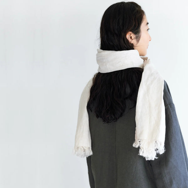 Fog Linen Roserie Scarf - Ecru Beige