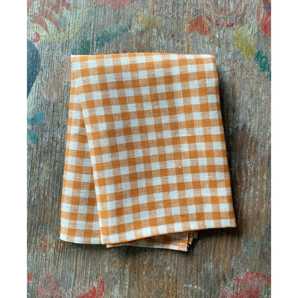 Fog Linen Kitchen Cloth - Rachael Orange Check