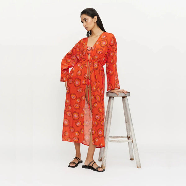 Compania Fantastica Kimono - Flowers Red and Orange