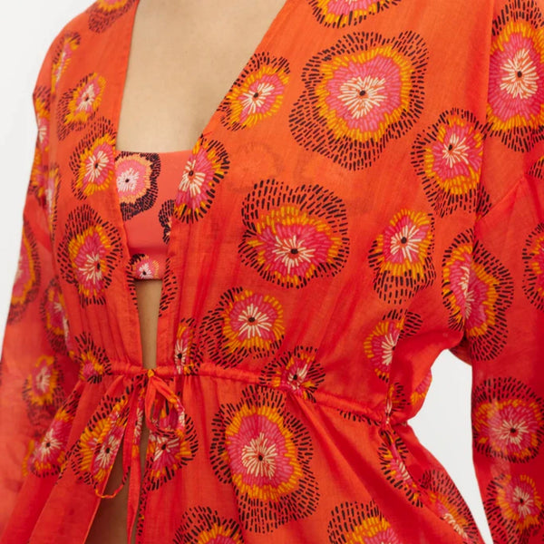 Compania Fantastica Kimono - Flowers Red and Orange