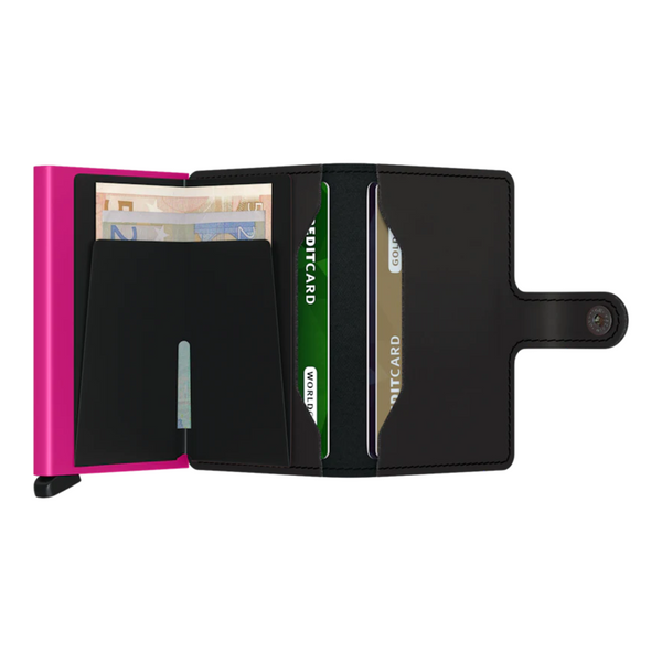 Secrid Mini Wallet - Matte Black & Fuchsia