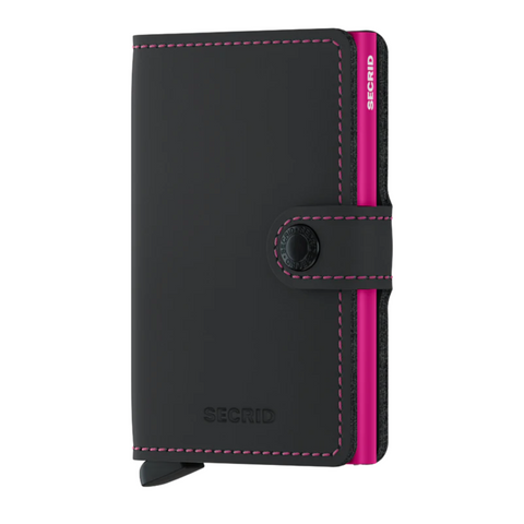 Secrid Mini Wallet - Matte Black & Fuchsia