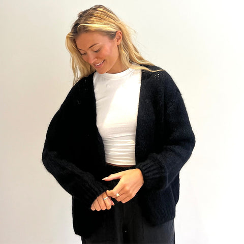 OEST Mohair Mix Cardigan - Black