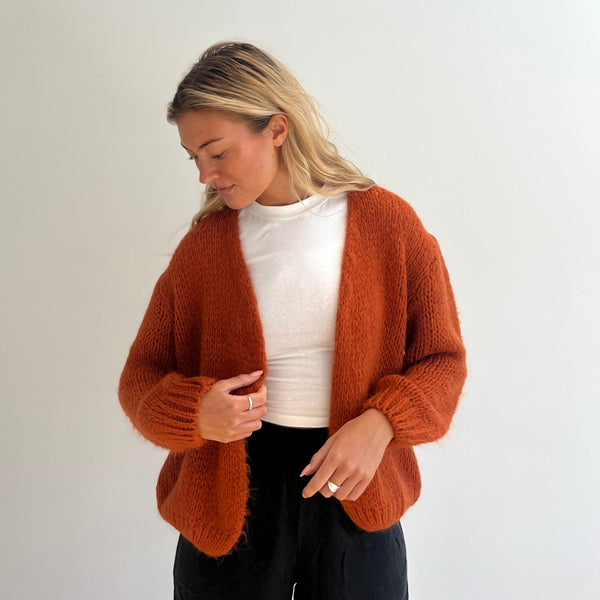 Mohair Mix Cardigan Burnt Orange