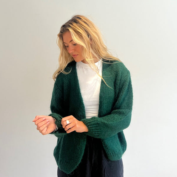 Mohair Mix Cardigan Forest Green