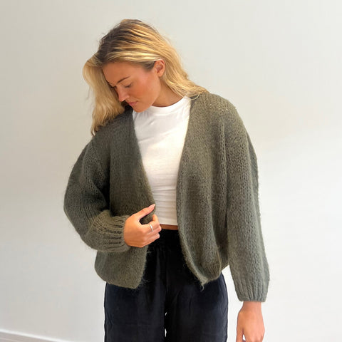 Mohair Mix Cardigan Khaki