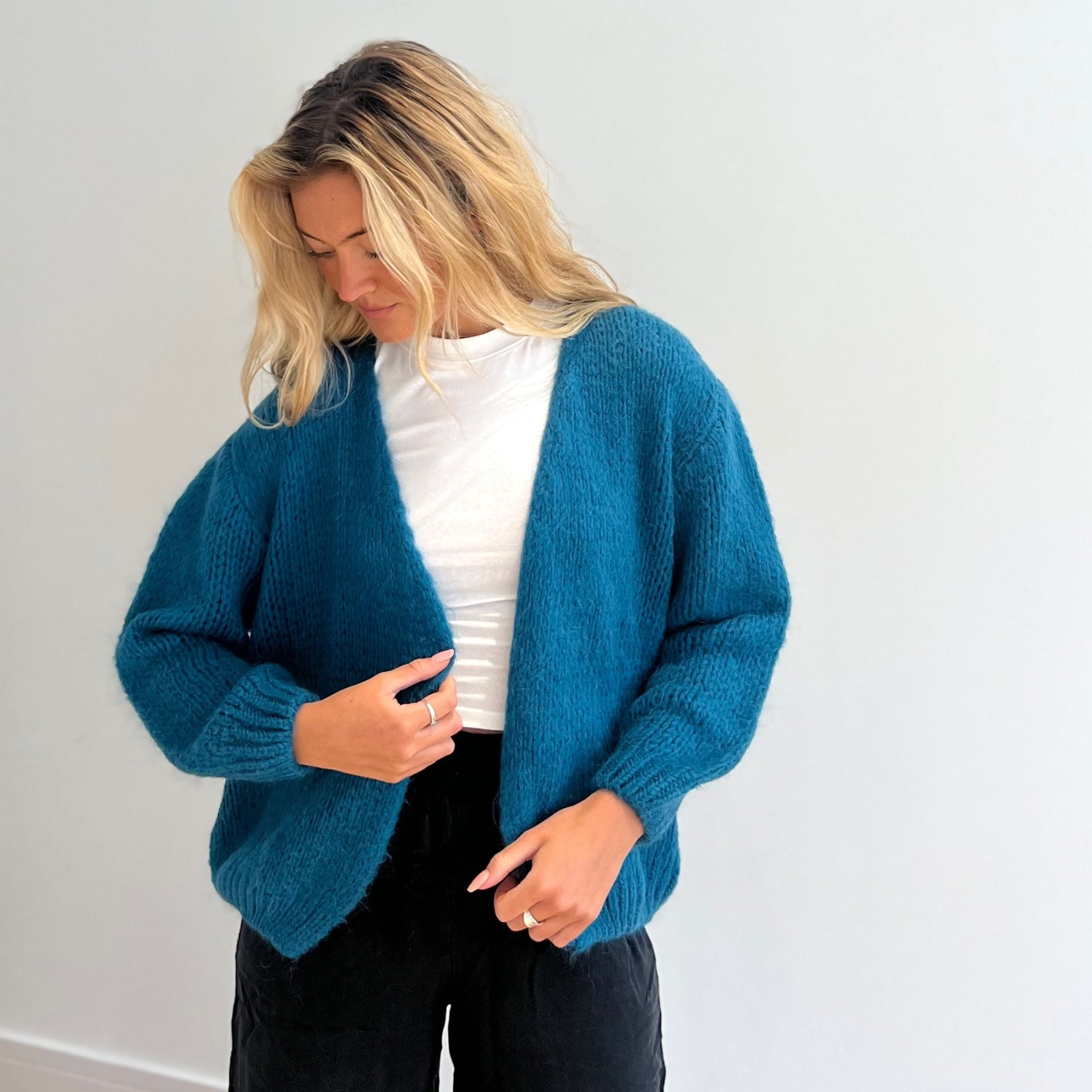 Mohair Mix Cardigan Petrol Blue