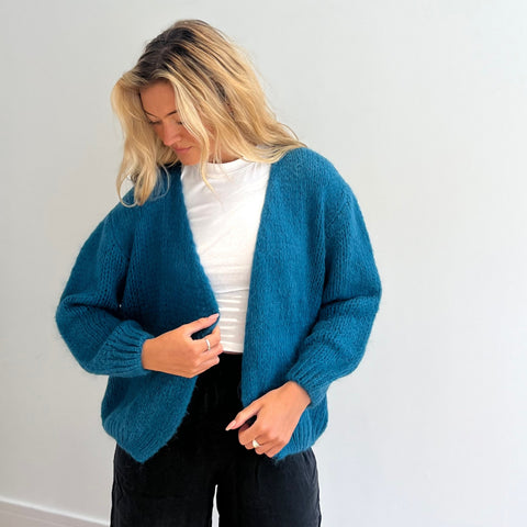 Mohair Mix Cardigan Petrol Blue