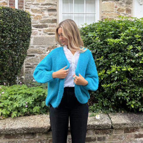 Mohair Mix Cardigan Turquoise