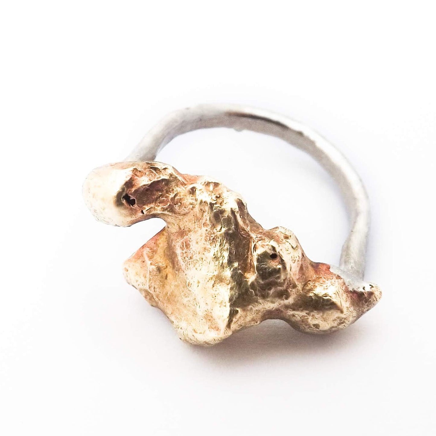 Silver Ring with Fused Brass