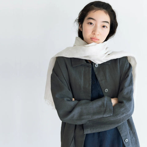 Fog Linen Roserie Scarf - Ecru Beige