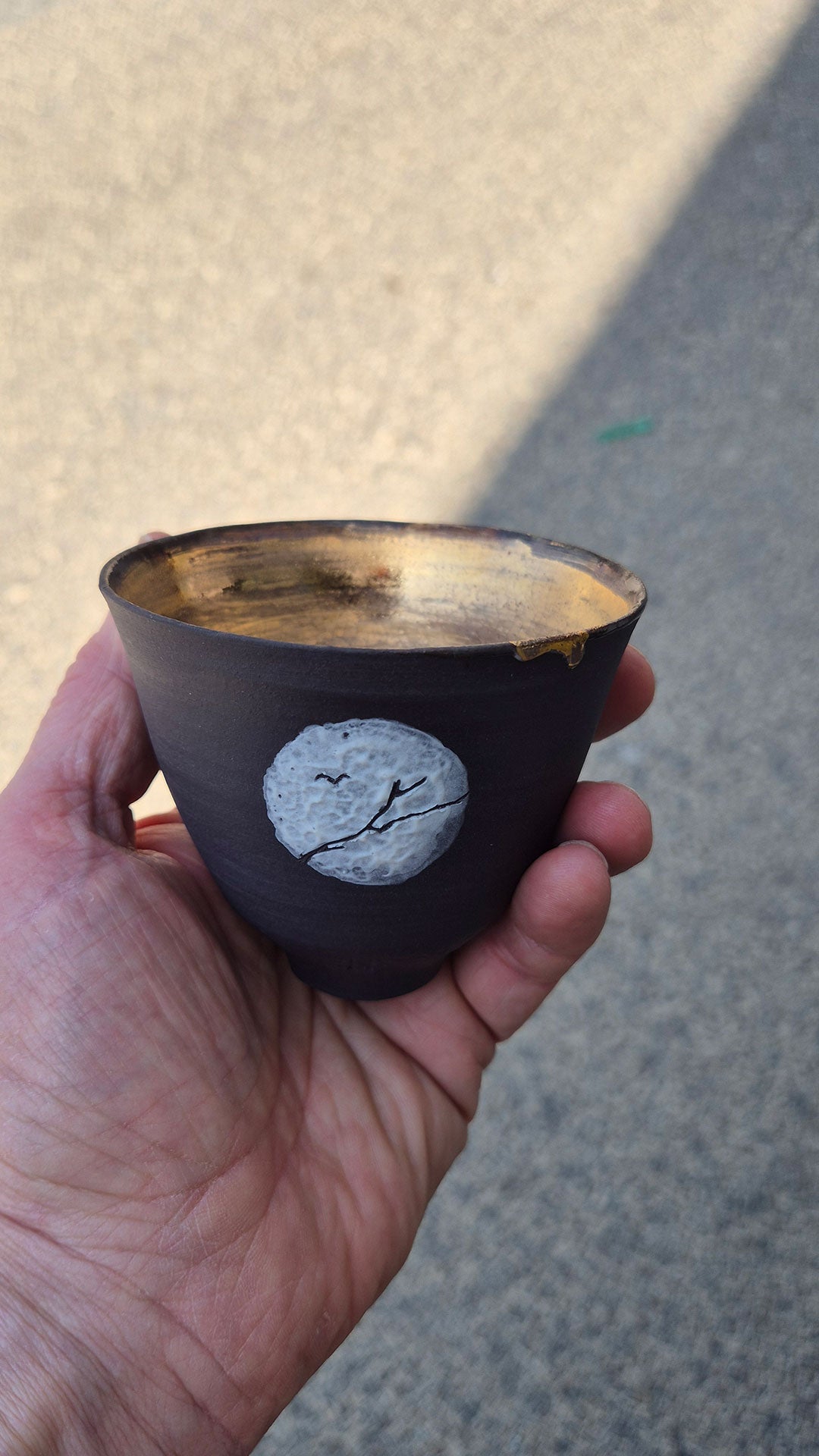 Sarah Cooling Moon Through Trees Bowl - Gold Lustre