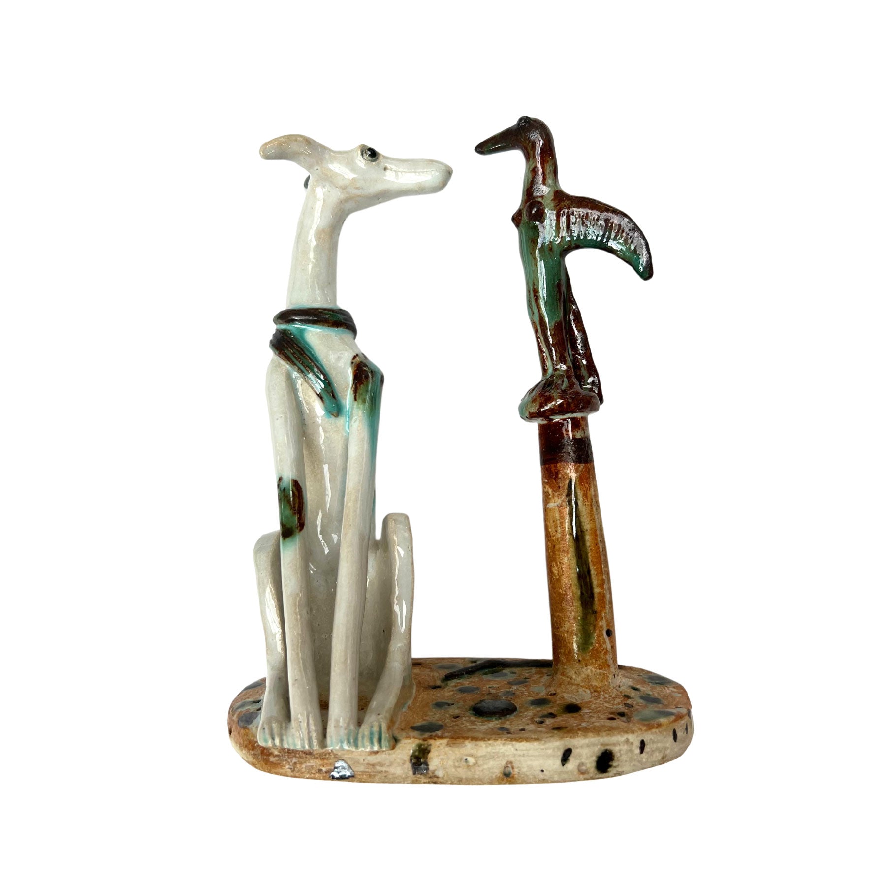Shelagh Spear Dog with Cruciform Bird on Post
