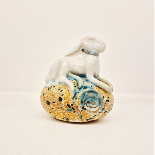 Resting White Hare with Rock SS191