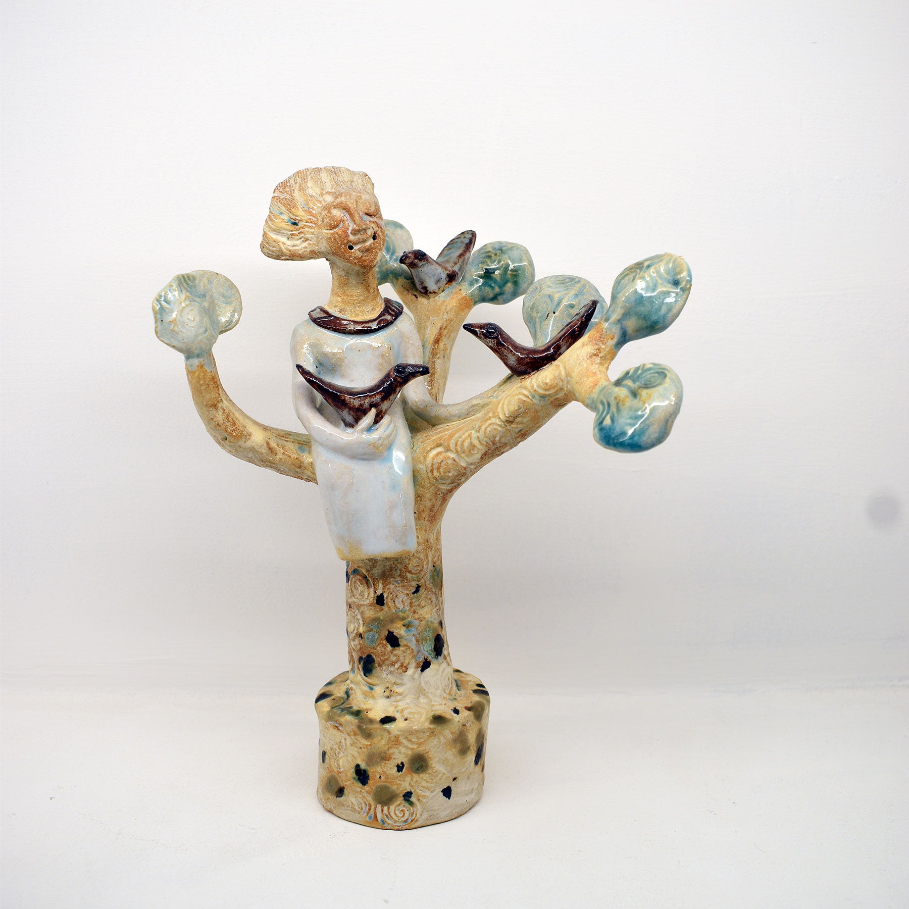 Shelagh Spear Figure In Tree with Birds