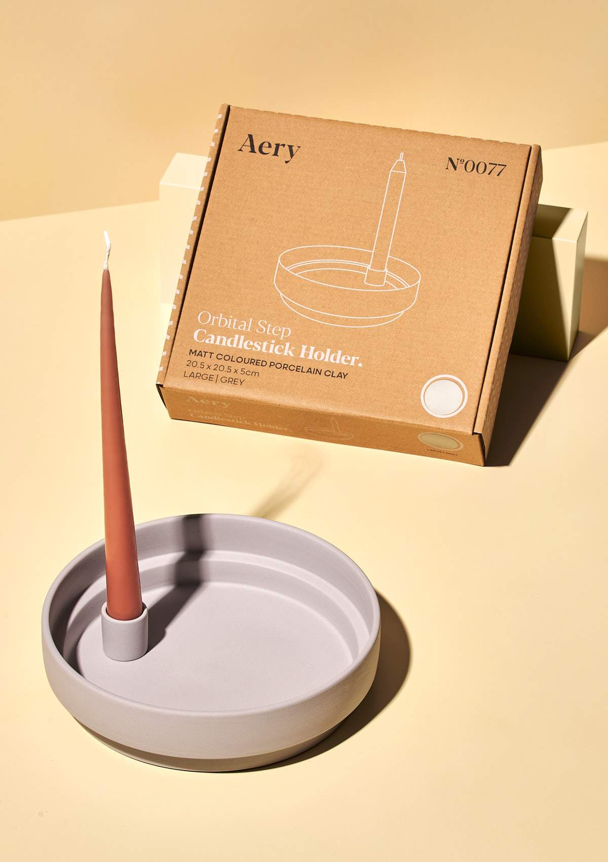 Aery Orbital Step Candle Holder Grey