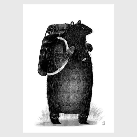 Jago Illustration Print - Backpack Bear