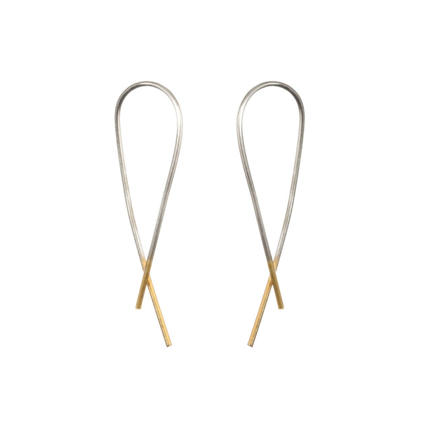 One & Eight Silver Crossover Gold Dipped Earrings