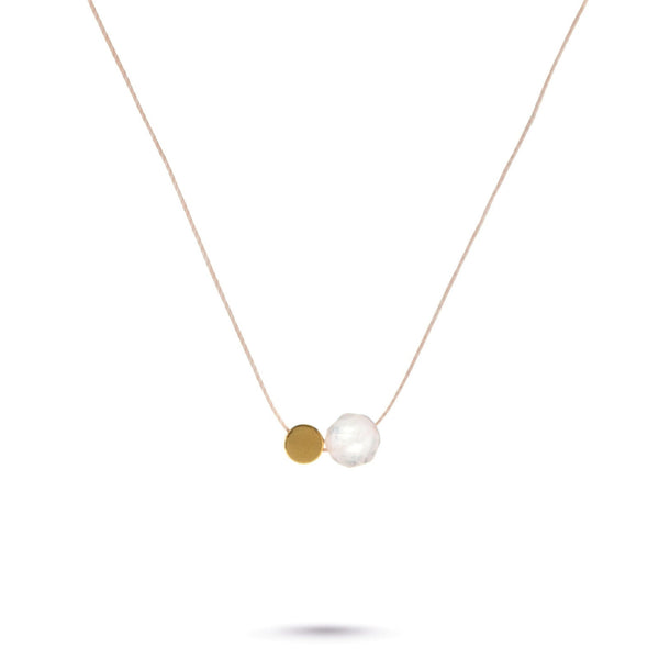 One & Eight Cord Necklace - Rose Quartz