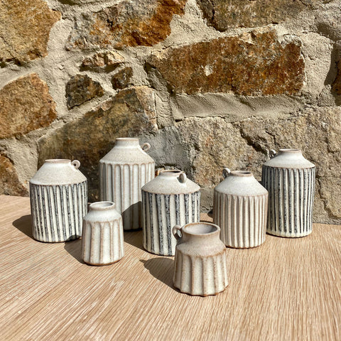 K Ceramics Hand Carved Bottle Vase